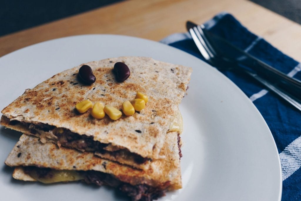 quesadilla with beans and corn