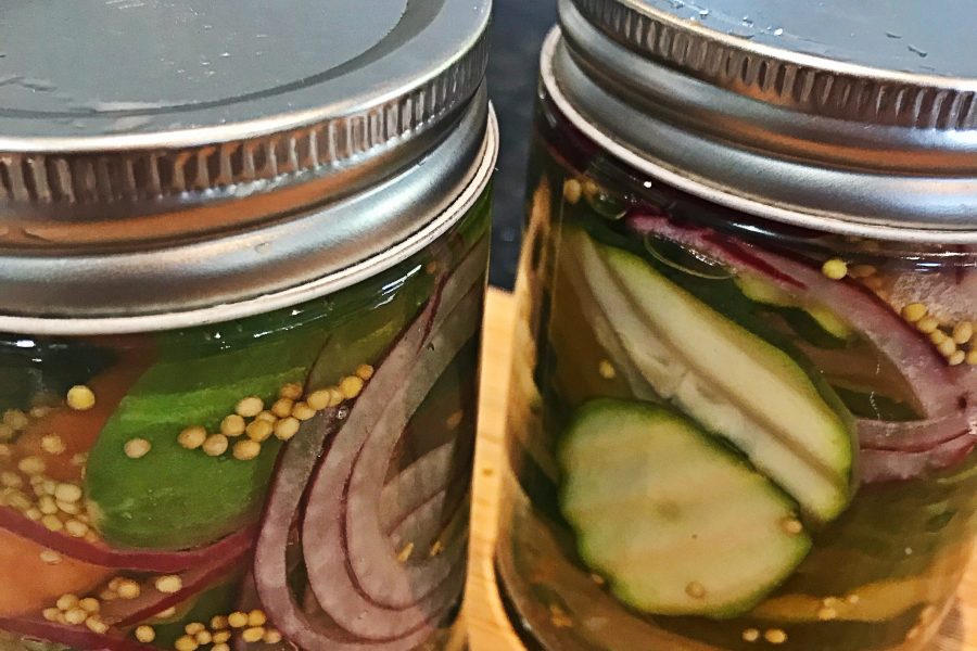 Pickled zucchini in a jar